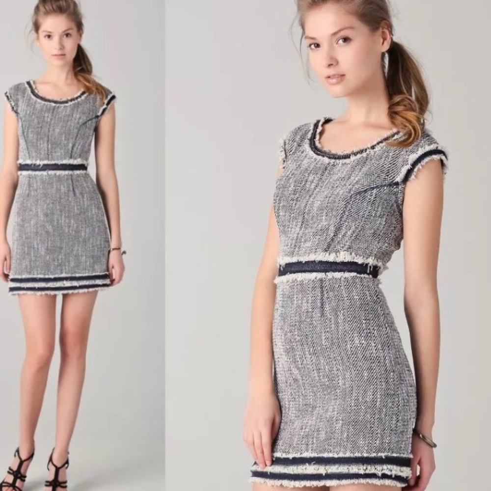 Rebecca Taylor Navy Blue Tweed Dress sz 4